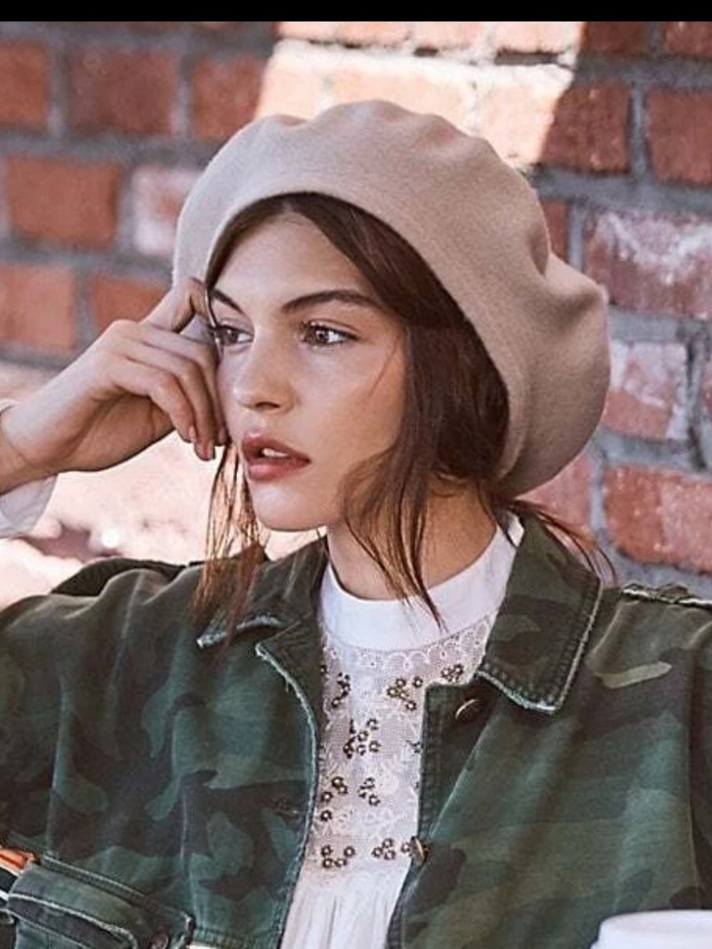 FREE PEOPLE TAUPE Camel BERET HAT 100% WOOL NWT